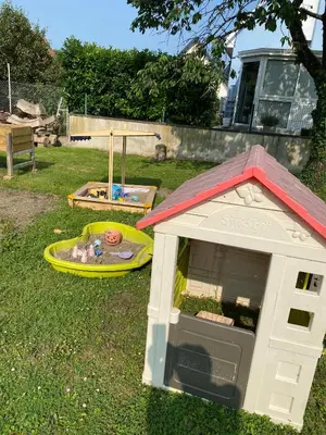 Aire de jeux pour enfants de l'établissement Le 128, duplex alsacien 10 personnes, piscine
