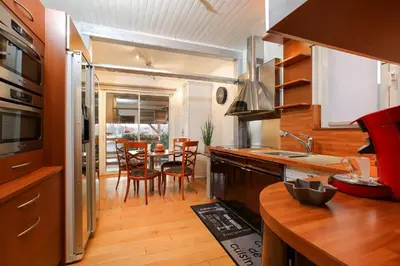 Cuisine ou kitchenette dans l'établissement Gîte chez Patou