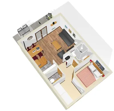 Plan de l'établissement Joli appartement 'Les Airelles du Lac' T2, rez de jardin, parking