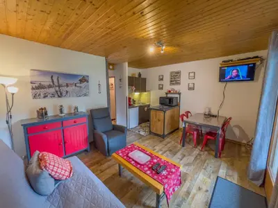 Télévision ou salle de divertissement dans l'établissement Joli appartement 'Les Airelles du Lac' T2, rez de jardin, parking
