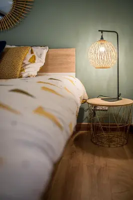 Un ou plusieurs lits dans un hébergement de l'établissement Appart 4 pers design et cosy avec Jardin au Cœur de Sélestat