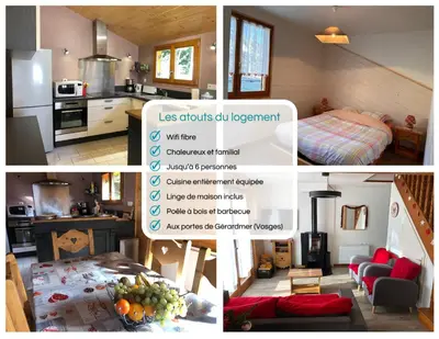 Cuisine ou kitchenette dans l'établissement Chalet O FIL DE LO - wifi, BBQ, parking