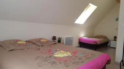 Un ou plusieurs lits dans un hébergement de l'établissement Le Chalet La Cigogne et Le Chamois