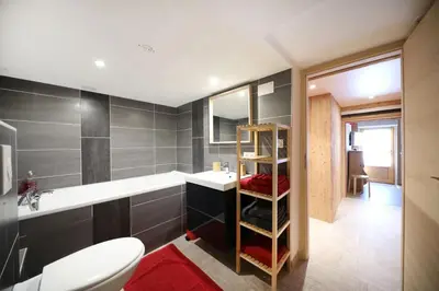 Salle de bains dans l'établissement Les chalots de Gérardmer, Chambre d'Hôtes
