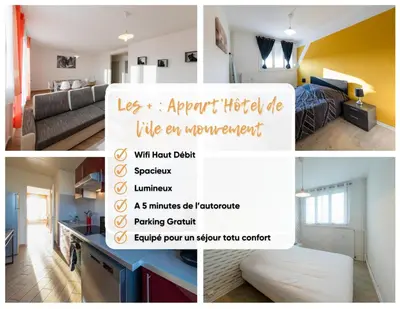 Un ou plusieurs lits dans un hébergement de l'établissement Appart'Hôtel - l'île en mouvement