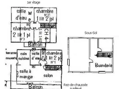 Plan de l'établissement Chalet confortable avec 4 chambres, cheminée, grand terrain, proche pistes et lac - FR-1-589-107