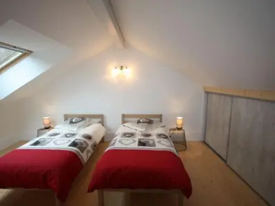 Un ou plusieurs lits dans un hébergement de l'établissement Charmant chalet 3 chambres avec terrasse proche Alsace - FR-1-589-112