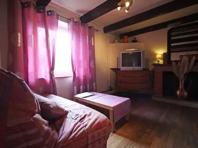 Télévision ou salle de divertissement dans l'établissement Charmant gîte avec terrasse, WiFi et garage moto à Gérardmer - FR-1-589-133