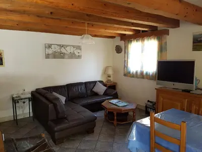 Télévision ou salle de divertissement dans l'établissement Gîte spacieux et confortable avec terrasse, proche activités montagne, à Ferdrupt - FR-1-589-146