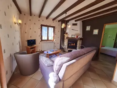 Télévision ou salle de divertissement dans l'établissement Maison tranquille avec cheminée près de Gérardmer - FR-1-589-142