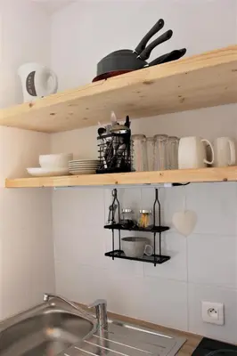 Cuisine ou kitchenette dans l'établissement Studio sous les pistes avec vue sur la vallée