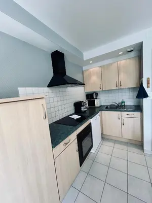 Cuisine ou kitchenette dans l'établissement La Perle de l'Eau - au bord du lac