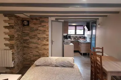 Cuisine ou kitchenette dans l'établissement Joli petit studio les brimbelles