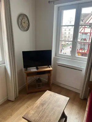 Télévision ou salle de divertissement dans l'établissement Les appartements du Koifhus