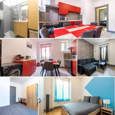 Cuisine ou kitchenette dans l'établissement Appart'Hôtel - Le Cocon de l'Est