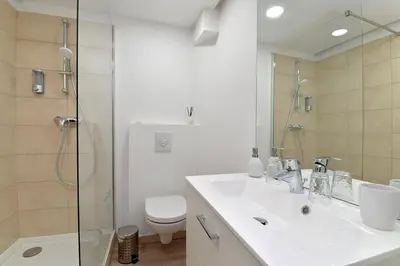 Salle de bains dans l'établissement Petite Venise Gîte Saint Pierre 2 pièces 3 étoiles classement tourisme
