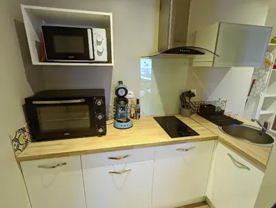 Cuisine ou kitchenette dans l'établissement Clim, Queen Bed, Route des Vins