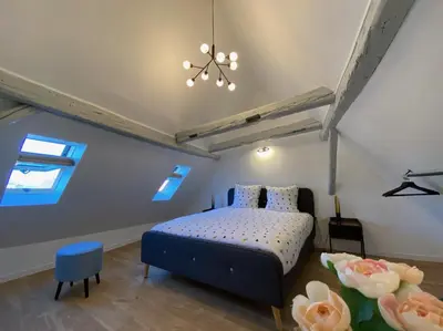 Un ou plusieurs lits dans un hébergement de l'établissement DUPLEX Le 12 - Appartement avec terrasse dans le vignoble - 5 mn du centre de Colmar