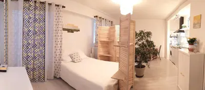 Un ou plusieurs lits dans un hébergement de l'établissement Grand studio, super équipé, 2 pas du centre-ville 