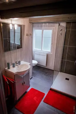 Salle de bains dans l'établissement Gîte Les Sabots de Paille, Alsace Haut-Rhin