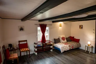 Un ou plusieurs lits dans un hébergement de l'établissement Gîte Les Sabots de Paille, Alsace Haut-Rhin