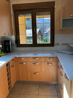 Cuisine ou kitchenette dans l'établissement Buhl de Bonheur