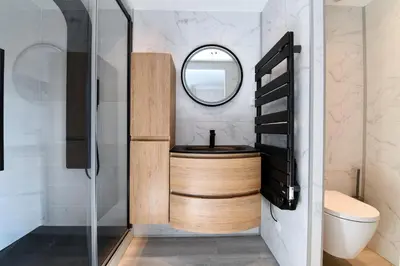 Salle de bains dans l'établissement Gite des Hirondelles