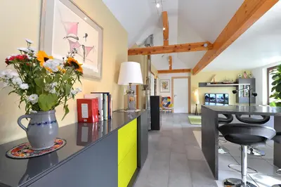 Cuisine ou kitchenette dans l'établissement Gîte les oiseaux