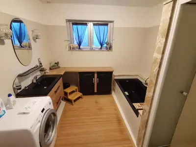 Cuisine ou kitchenette dans l'établissement Villa kerangoues gîte 3 étoiles