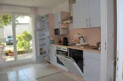 Cuisine ou kitchenette dans l'établissement Spacious Flat Garden&Parking 5min Basel Tram Bus Airport