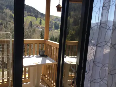 Balcon ou terrasse dans l'établissement Gîte le Pieraline