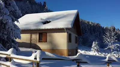 L'établissement LE BOIS JOLI Chalet 4 étoiles CLEDICIHOME Cadre paisible en lisière de forêt en hiver