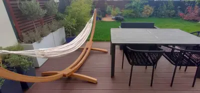 Jardin de l'établissement LA MAISON BLEUE, à 20 mn de Strasbourg, sur la route des vins, jusqu'à 6 personnes, Sélestat