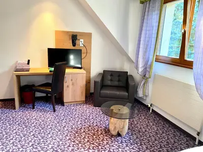 Télévision ou salle de divertissement dans l'établissement Hotel Restaurant Le Petit Kohlberg