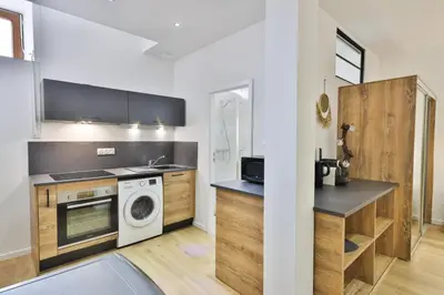Cuisine ou kitchenette dans l'établissement Studio des 3 Châteaux