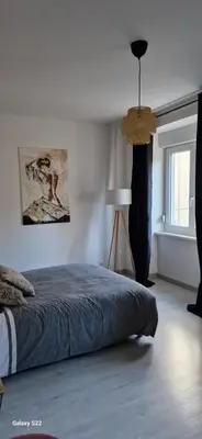 Un ou plusieurs lits dans un hébergement de l'établissement Cosy Appartement Complet centre-ville Montbéliard