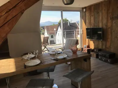 Télévision ou salle de divertissement dans l'établissement Appartement chaleureux et lumineux avec vue ! au centre Alsace