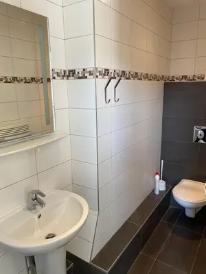 Salle de bains dans l'établissement Les 4 flocons à 100m lac et du centre ville , wifi, parking, piscine ouverte dès le 1er mai
