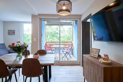 Télévision ou salle de divertissement dans l'établissement L'ALSACIEN Centre Ville 2 chambres et Terrasse