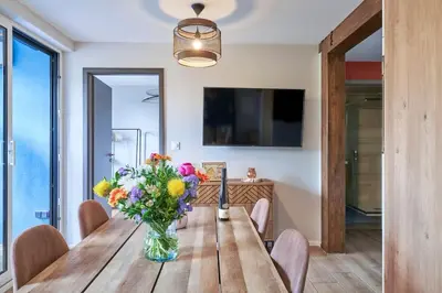 Télévision ou salle de divertissement dans l'établissement L'ALSACIEN Centre Ville 2 chambres et Terrasse