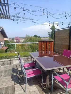 Balcon ou terrasse dans l'établissement Agréable maison à la campagne