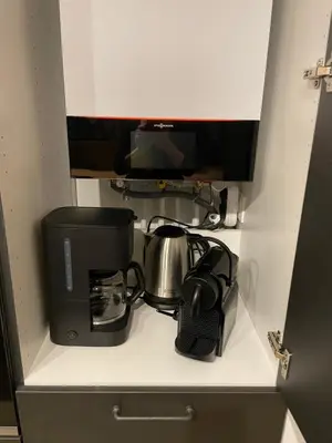 Cuisine ou kitchenette dans l'établissement Nouveau Gîte Bain Nordique