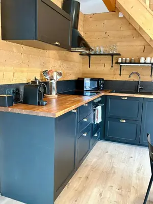 Cuisine ou kitchenette dans l'établissement Chalets Capucine ou Clochette 5P - SPA Privatif