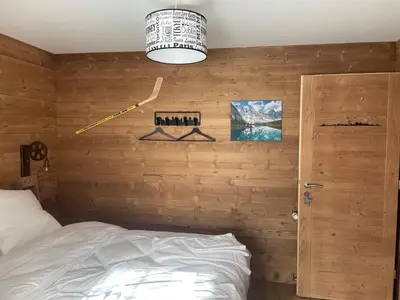 Un ou plusieurs lits dans un hébergement de l'établissement Gîte 5* piscine intérieure, sauna, à 20 mins des pistes de ski, à 300 m d’un Lac