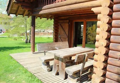 Jardin de l'établissement L'OURS NOIR Chalet en rondins