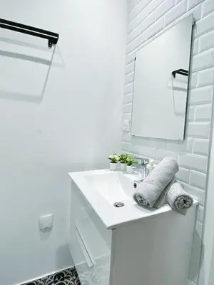 Salle de bains dans l'établissement Le convivial, appartement Centre ville Mulhouse