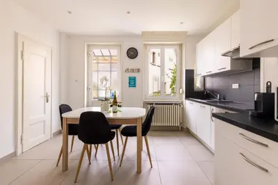 Cuisine ou kitchenette dans l'établissement Appartement de Prestige au centre climatisé avec jardin privé