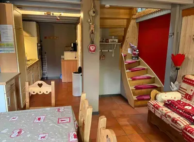 Un ou plusieurs lits dans un hébergement de l'établissement Chalet duplex avec terrasse entièrement équipé60m2