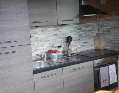 Cuisine ou kitchenette dans l'établissement chalet La Vallée