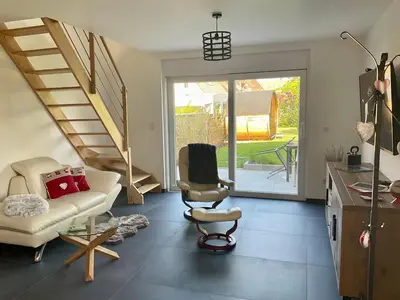 Coin salon dans l'établissement Gite Au sauna de l’Aubach